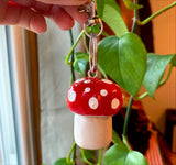 toadstool mushroom stash keychain